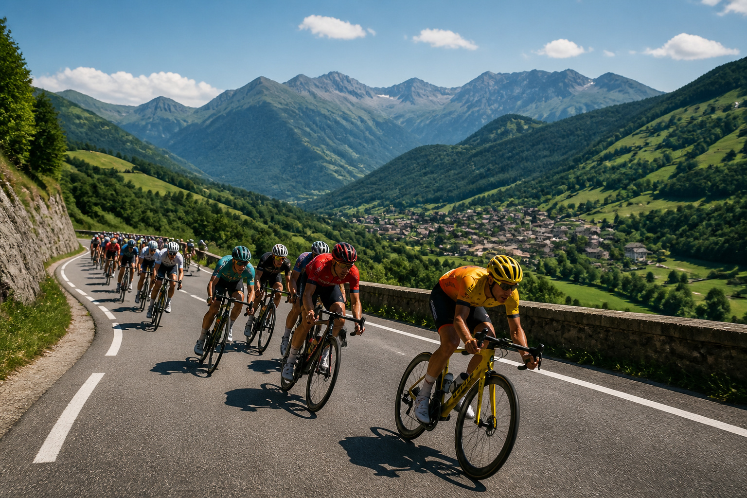 Course cycliste dans les alpes