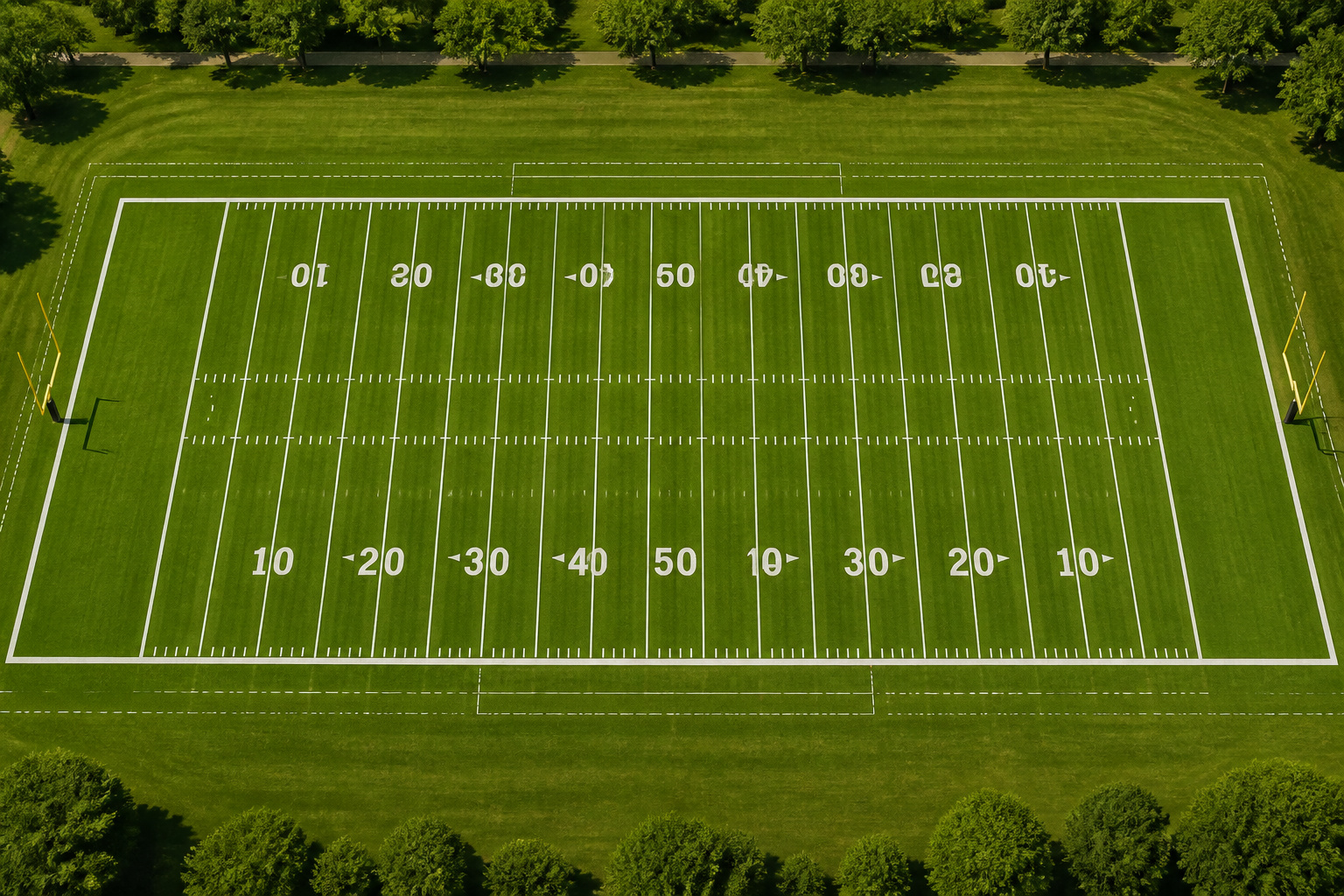 Terrain de football americain vide vue aerienne