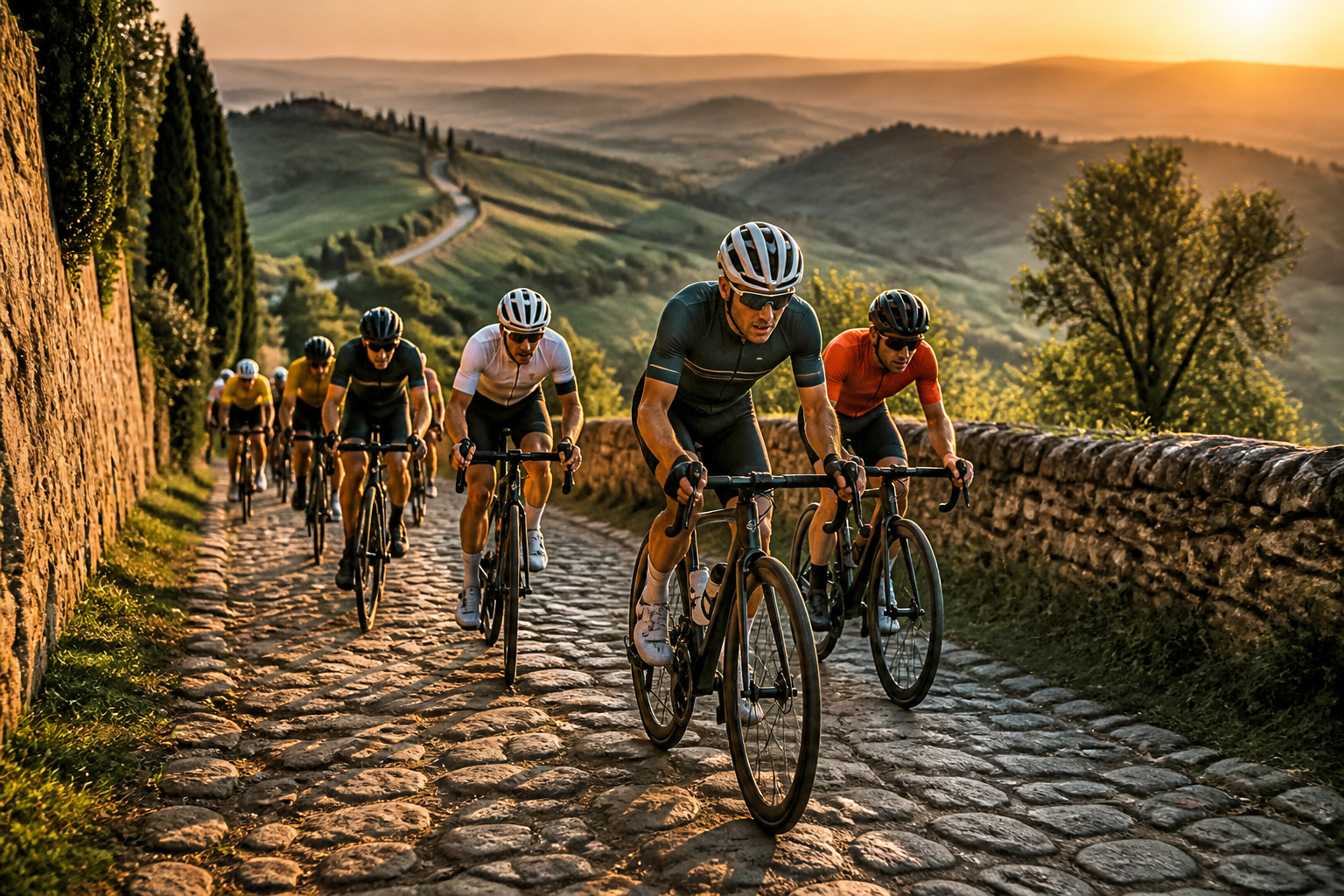 Course cycliste epique sur paves