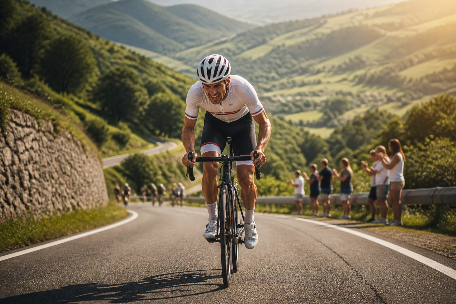 Cycliste determine dans une montee