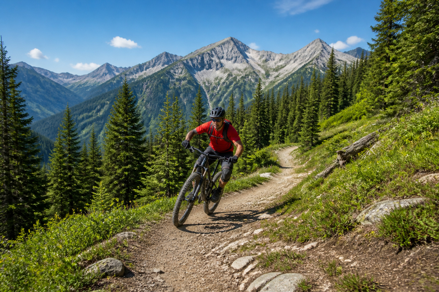 Vtt dans la foret de montagne