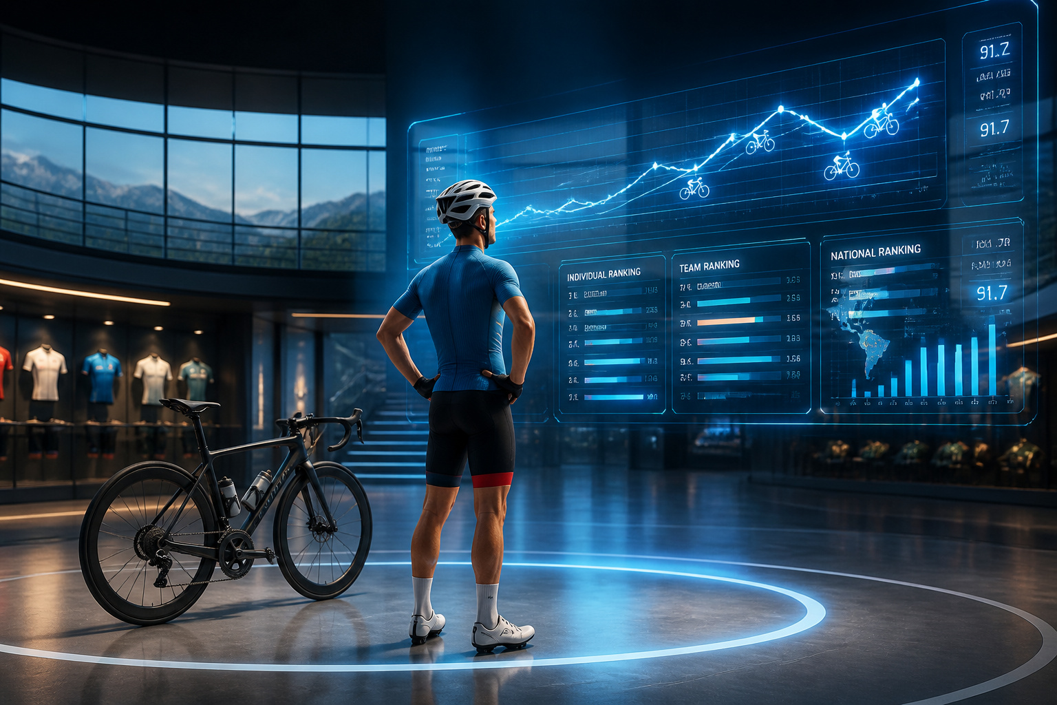Cycliste analysant les donnees de performance
