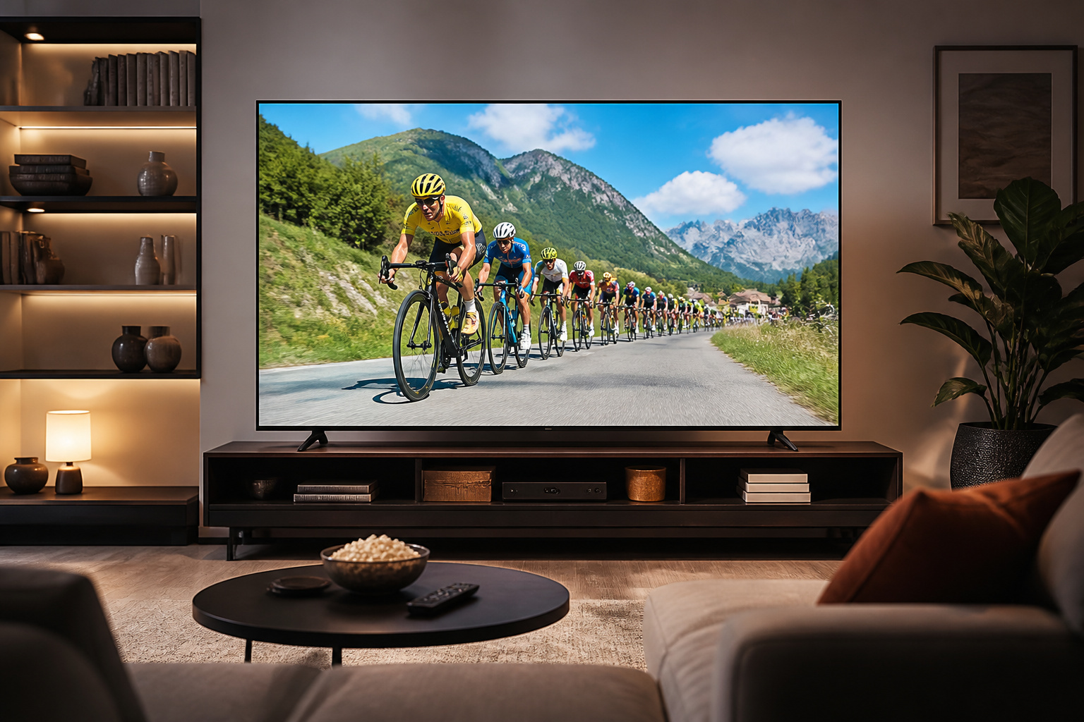 Course cycliste immersive sur grand ecran