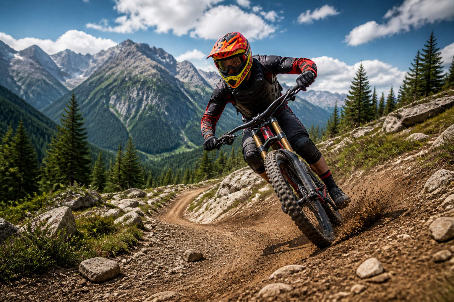Vtt descente dans les alpes