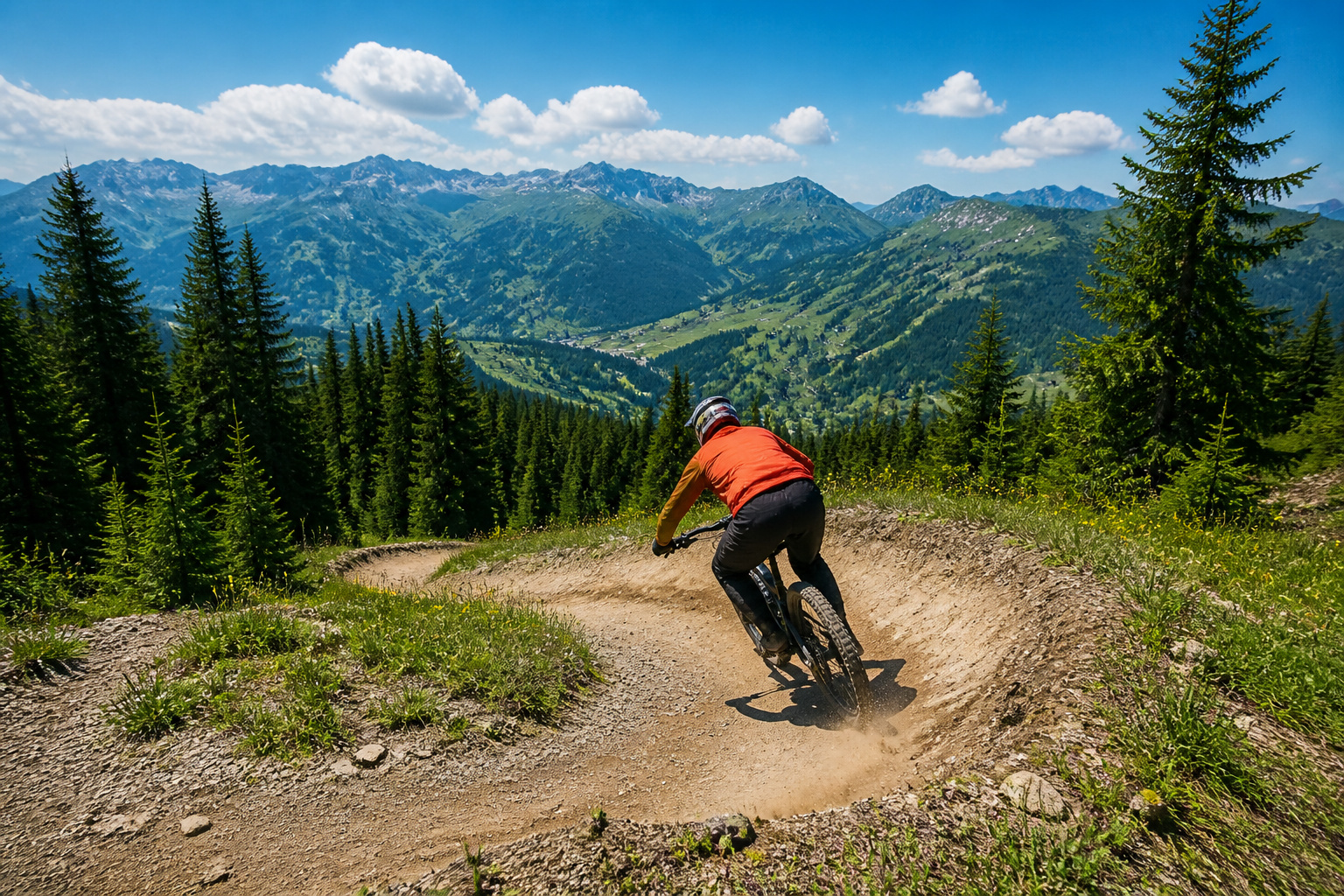Descente vtt ensoleillee a les gets